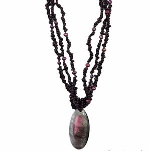 lucas lameth garnet pearl & abalone necklace 925 sterling silver